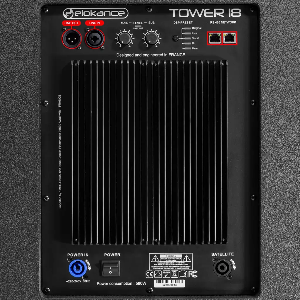 Sistema de columna activa de 3 vías y 1700 W RMS con subwoofer de 18" – Elokance