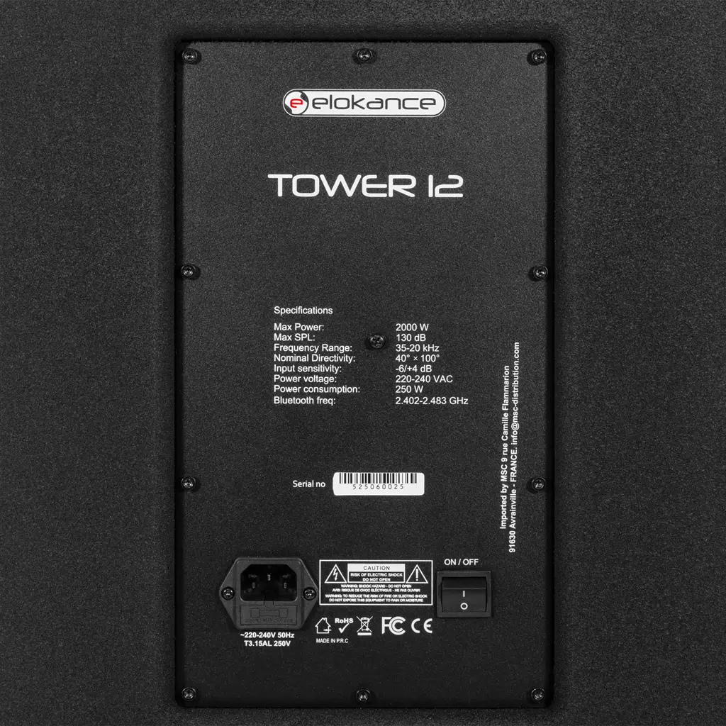 Sistema de columna activa de 3 vías y 800 W RMS con subwoofer de 12" – Elokance
