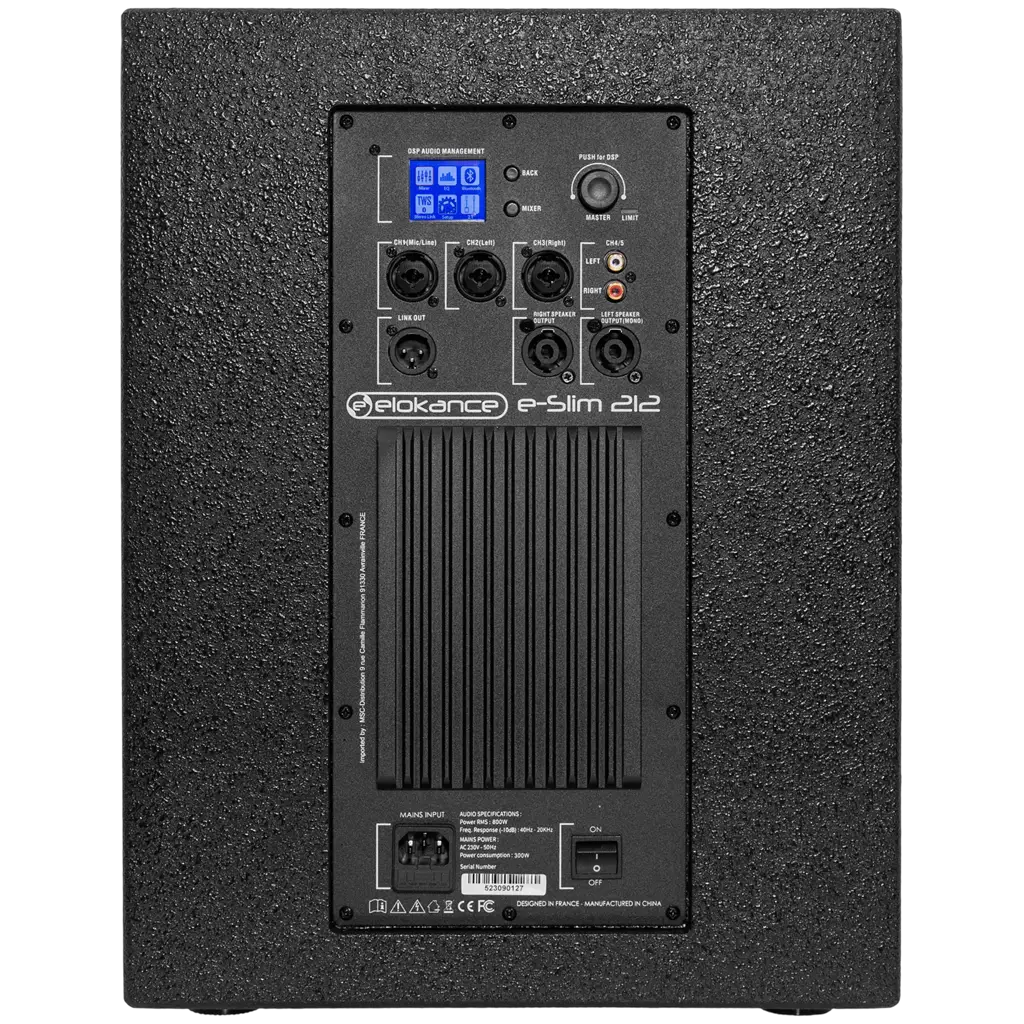 Sistema de columna activa de 2 vías y 800 W RMS con subwoofer de 12" – Elokance