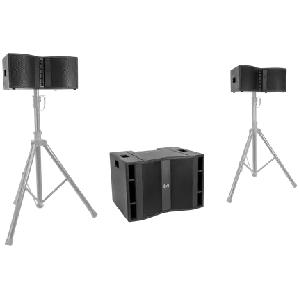 Sistema de sonido trifónico de 600 W RMS con subwoofer de 15 – Mac Mah