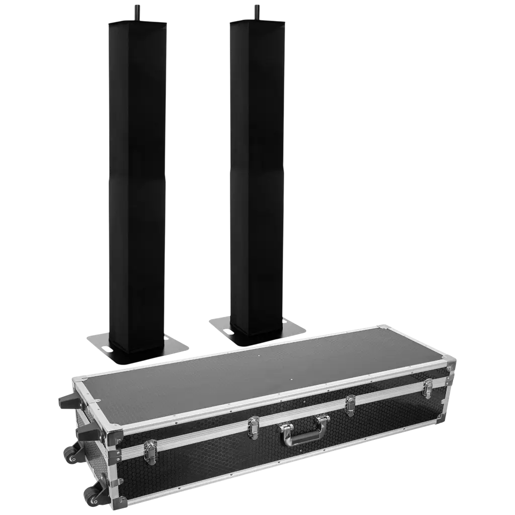 Pack de 2 totems extensibles de 106 a 195 cm con bandas elásticas negras y maletín de transporte – Plugger