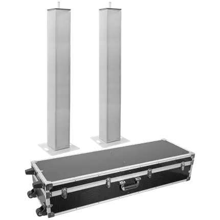 Pack de 2 totems extensibles de 106 a 195 cm con lycras blancas y maletín de transporte – Plugger