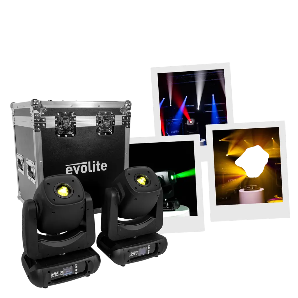 Pack de 2 focos LED de 200 W de alta luminosidad con maleta de transporte – Evolite