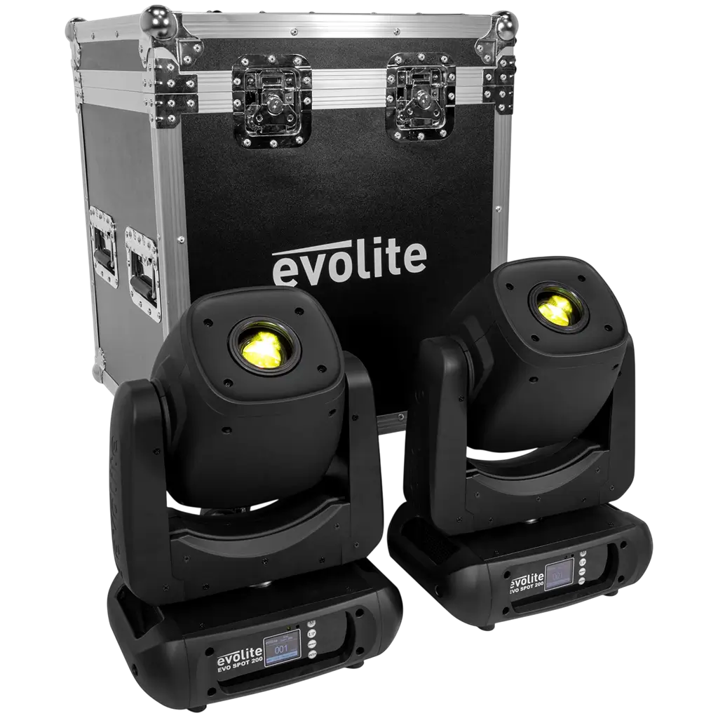 Pack de 2 focos LED de 200 W de alta luminosidad con maleta de transporte – Evolite