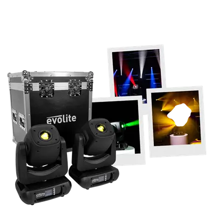 Pack de 2 focos LED de 200 W de alta luminosidad con maleta de transporte – Evolite